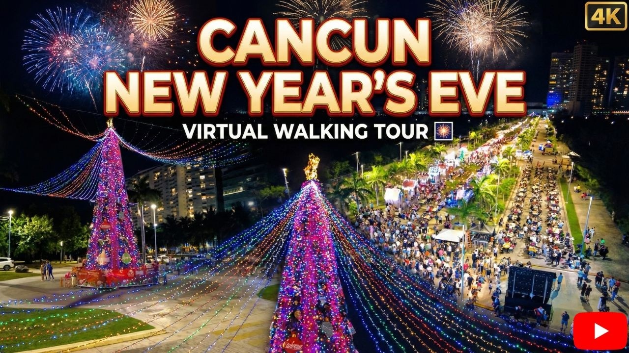 CANCUN NYE: You Won’t Believe the Crowd! (Malecón Tajamar 4K)