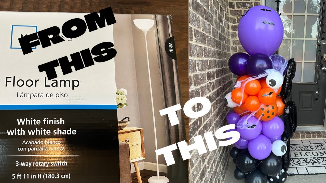 How to Make a Balloon Garland Using a Lamp Stand|  Halloween  Decorations