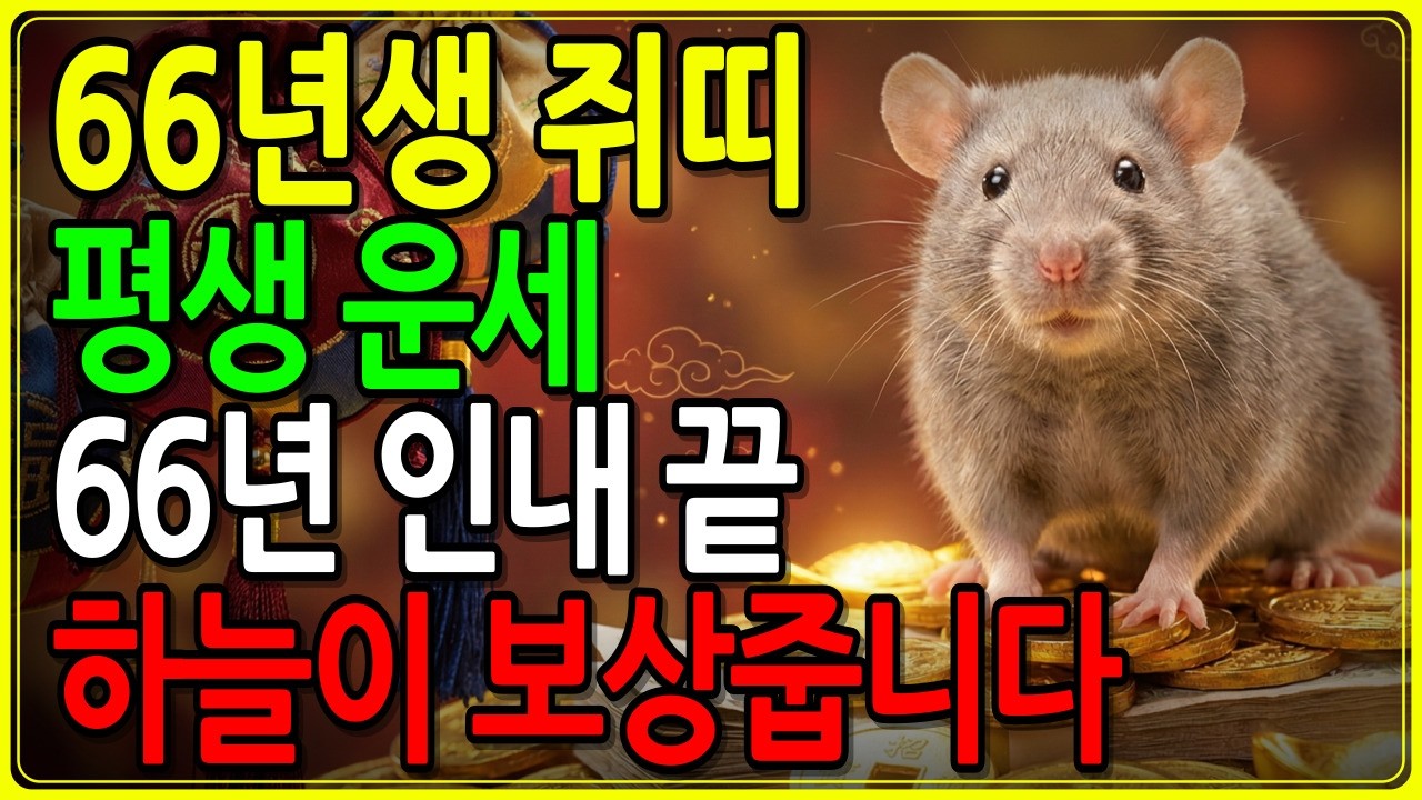 쥐띠 1960년생 평생운세 2026년 완벽분석 66세 경자생 황금기 시작! 재물운/건강운/자녀효도 총정리 (베이비붐세대 必시청)