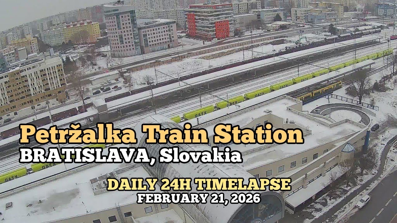 Petržalka Train Station - Daily Timelapse: February 21, 2026 [Bratislava, Slovakia]