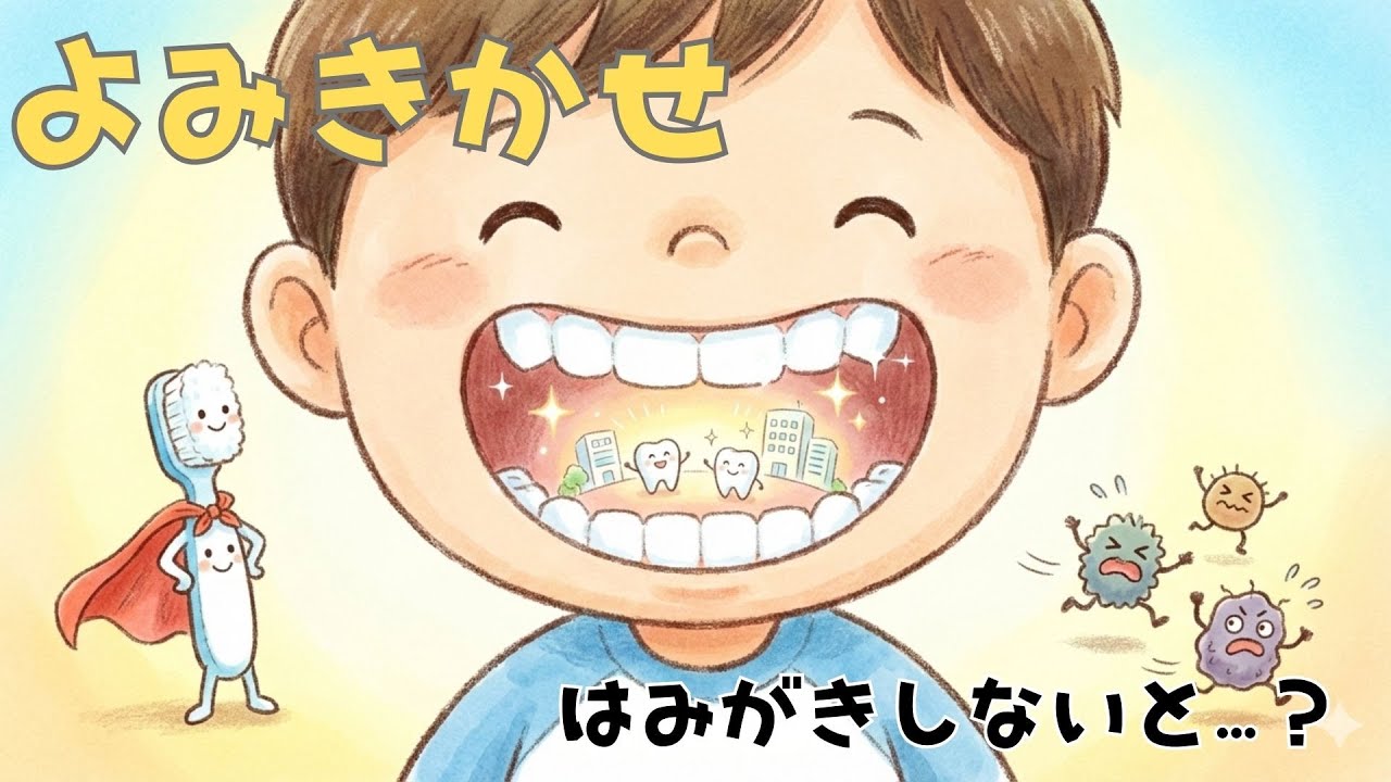 「読み聞かせ」【子ども向け】歯みがきしないとどうなるの？虫歯ができるまでのお話