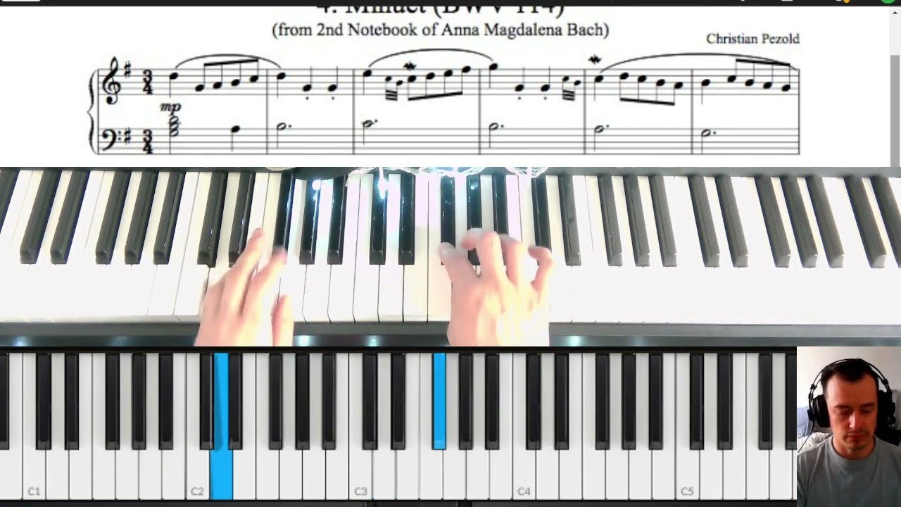 Minuet en Sol Mayor EXPLICADO! partitura PDF piano paso a paso con explicaciones notas Minuet G Bach