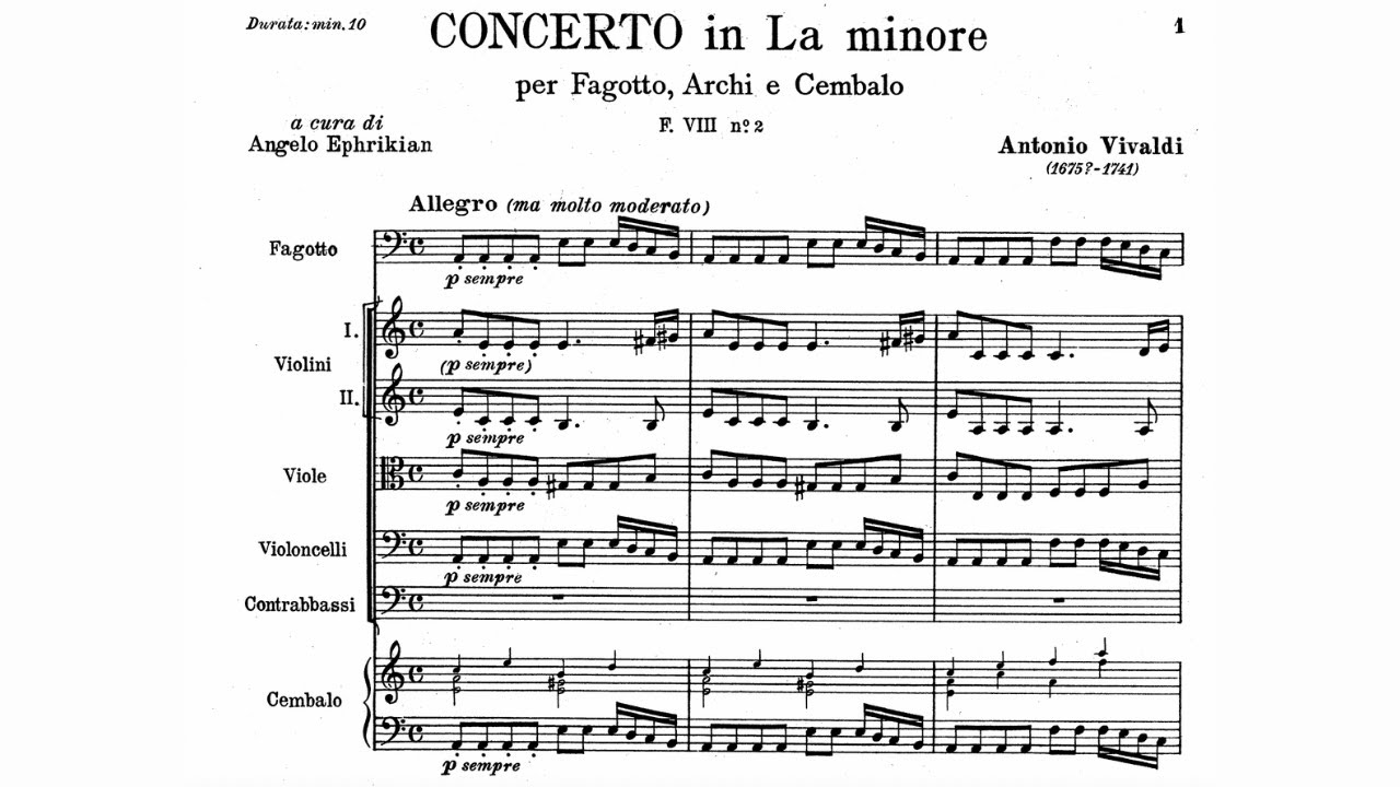 Antonio Vivaldi: Bassoon Concerto in A Minor, RV 498