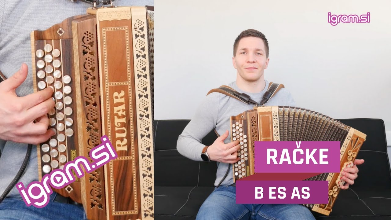 Celotna učna lekcija za skladbo RAČKE (B Es As) | Diatonična harmonika