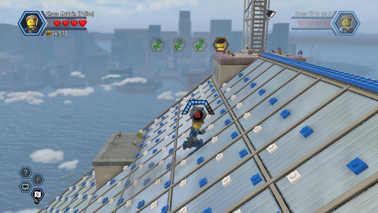LEGO City Undercover - Chapter 2. Unlocked Grapple Gun and Chase on the Rooftops behind the Robbers.