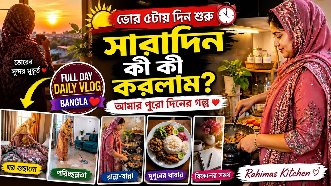 ভোর ৫টা থেকে শুরু || সারাদিন কী করলাম || Full Day Daily Vlog Bangla Rahimas Kitchen 