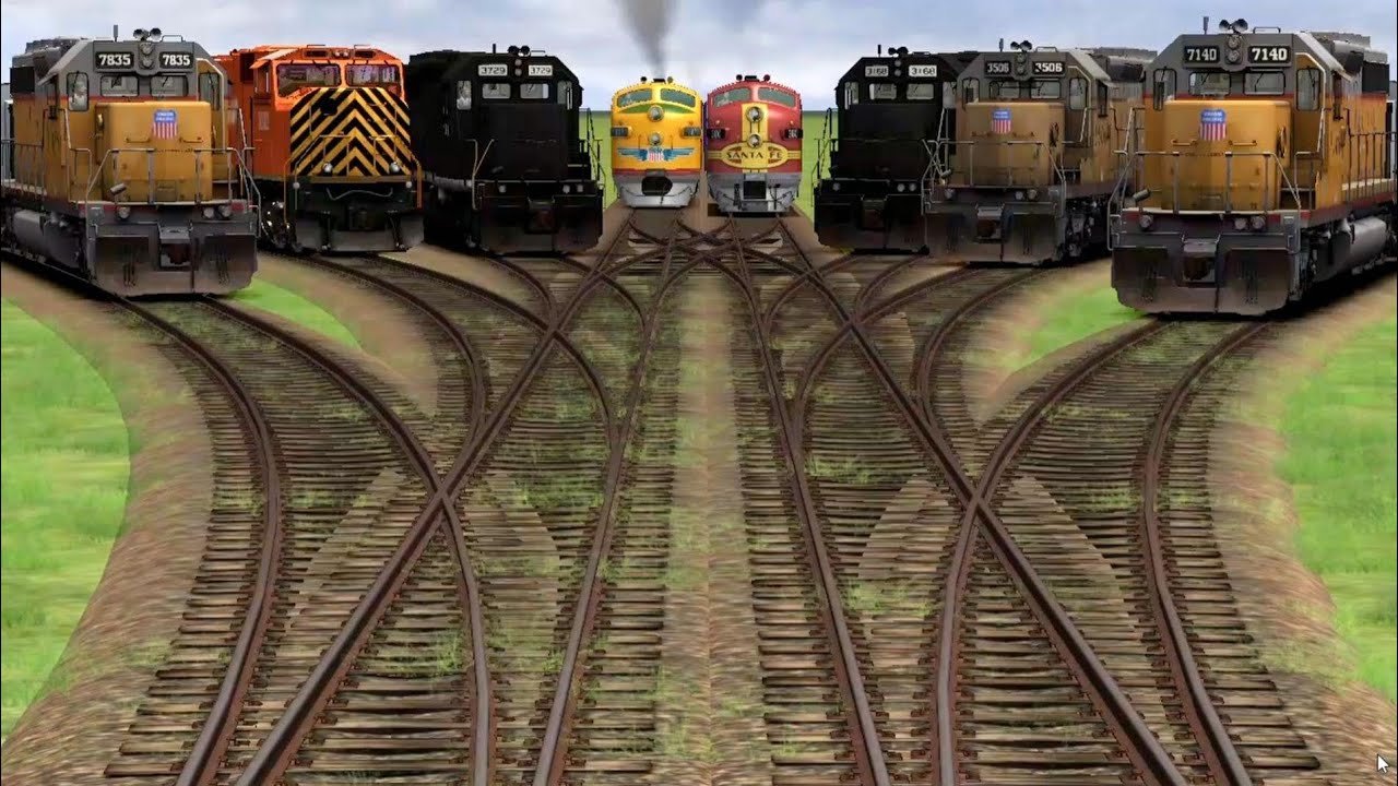 When All Steem Meet On One Tracks // Megga Railway Crossing Battle // Train Crossing 