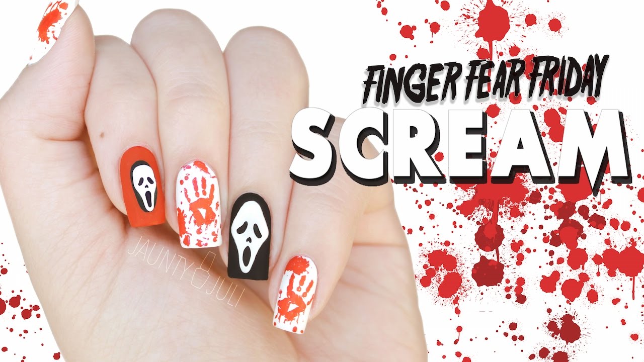 Scream Ghostface Killer Halloween Nail Art | FINGER FEAR FRIDAY