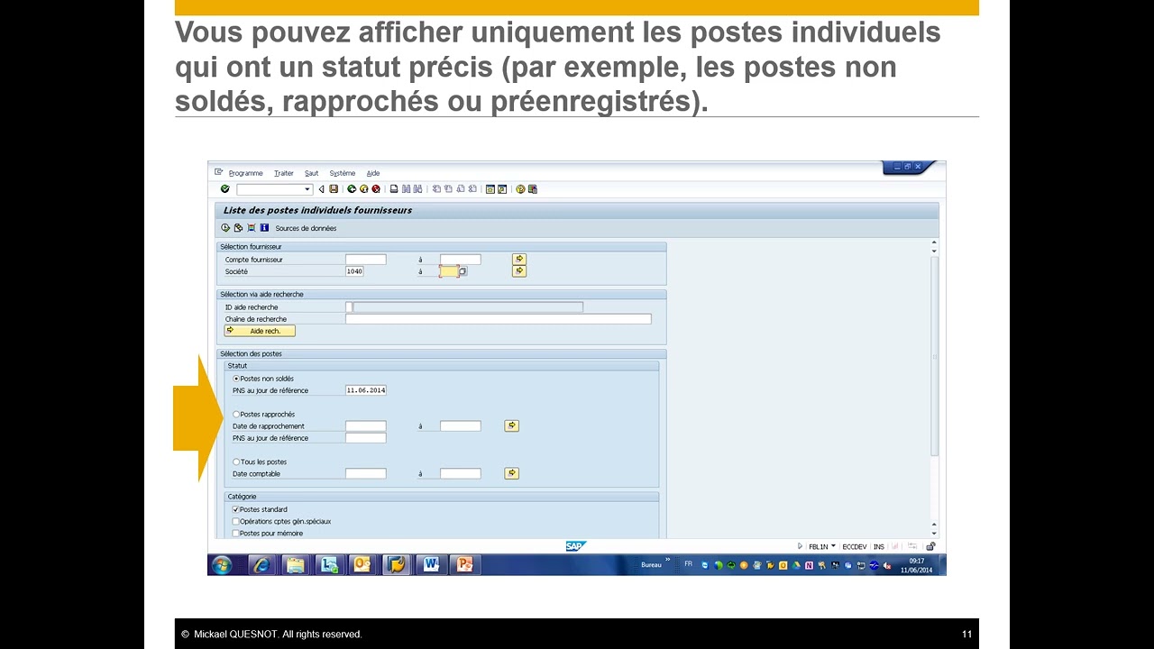 GU SAP FBL1N Affichage des postes individuels d&rsquo;un compte