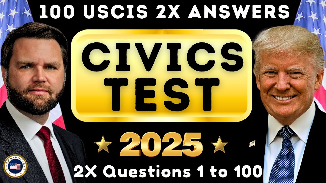 2025 US Citizenship 2x USCIS Official Questions 100 Civics Test, American Citizen Exam, Ciudadania