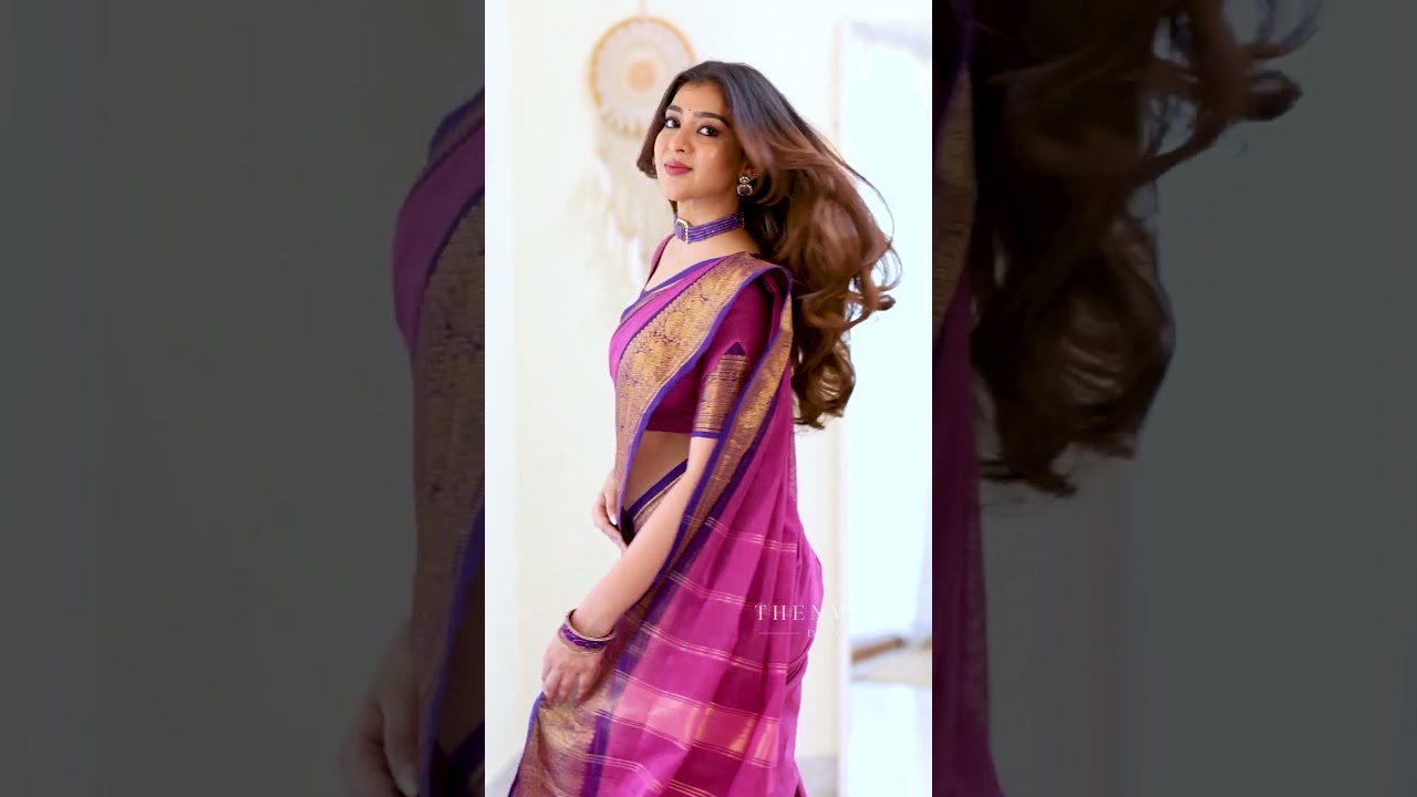 Magenta Pink with Violet Border Chettinad Cotton Saree | Shop @ www.thenmozhidesigns.com