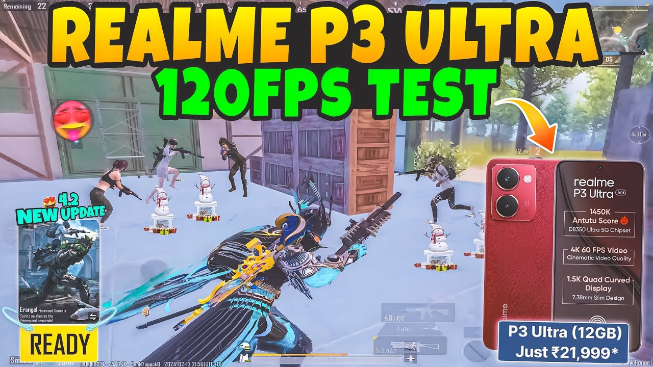 🔥Realme P3 Ultra BGMI 120fps ( Update 4.2 POCHINKI Hotdrop ) Test with Fps meter