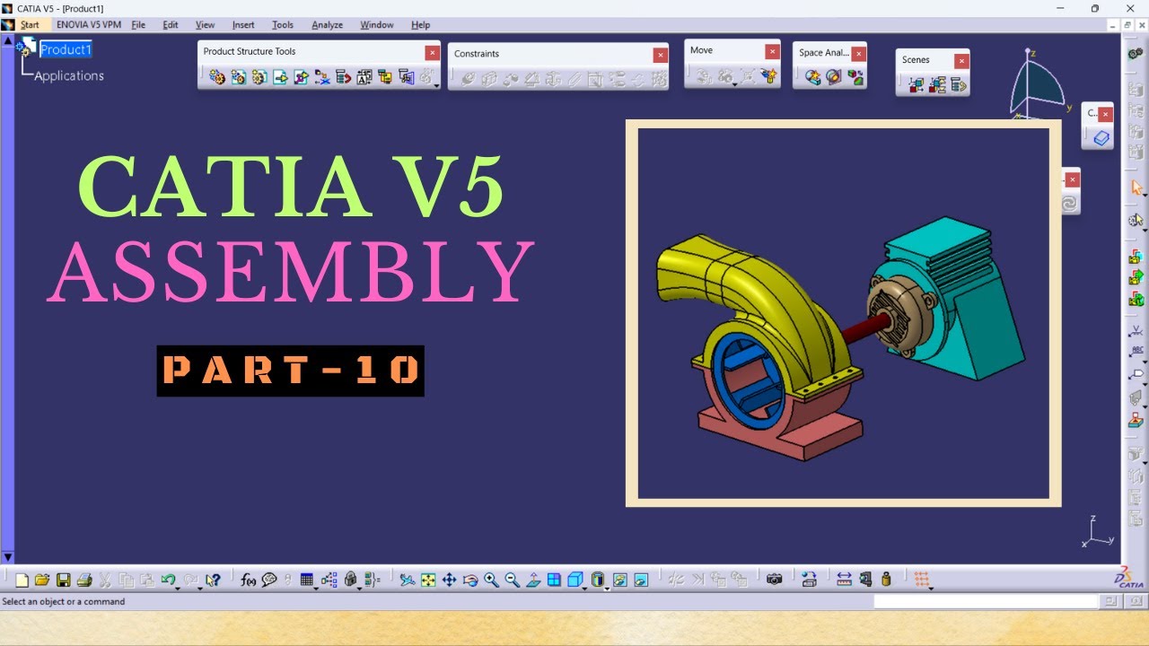 CATIA V5 Assembly Tutorials Part-10 | Motor Blower Assembly with Part Design