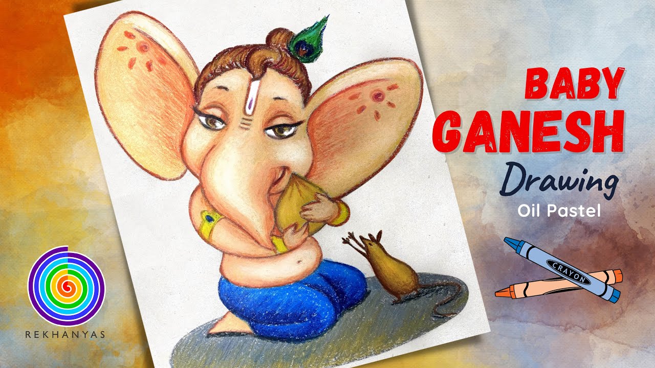 Baby Ganesh Drawing Easy Step by Step with Color | Bal Ganesh | Time-lapse