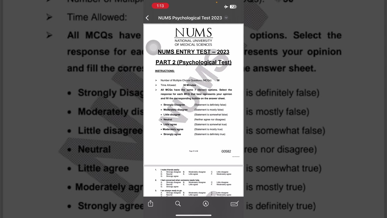 Nums 2023 Psychological Test Explanation | Nums 2023 Aptitude Test | #nums_past_papers #mdcat #nums