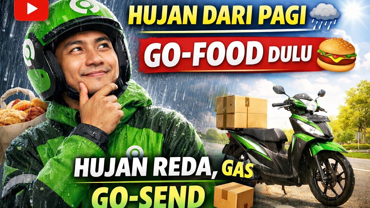 “HUJAN DARI PAGI 🌧️GO-FOOD DULU 🍔HUJAN REDA, GAS GO-SEND 📦” #gojek #ojol #video #trending 
