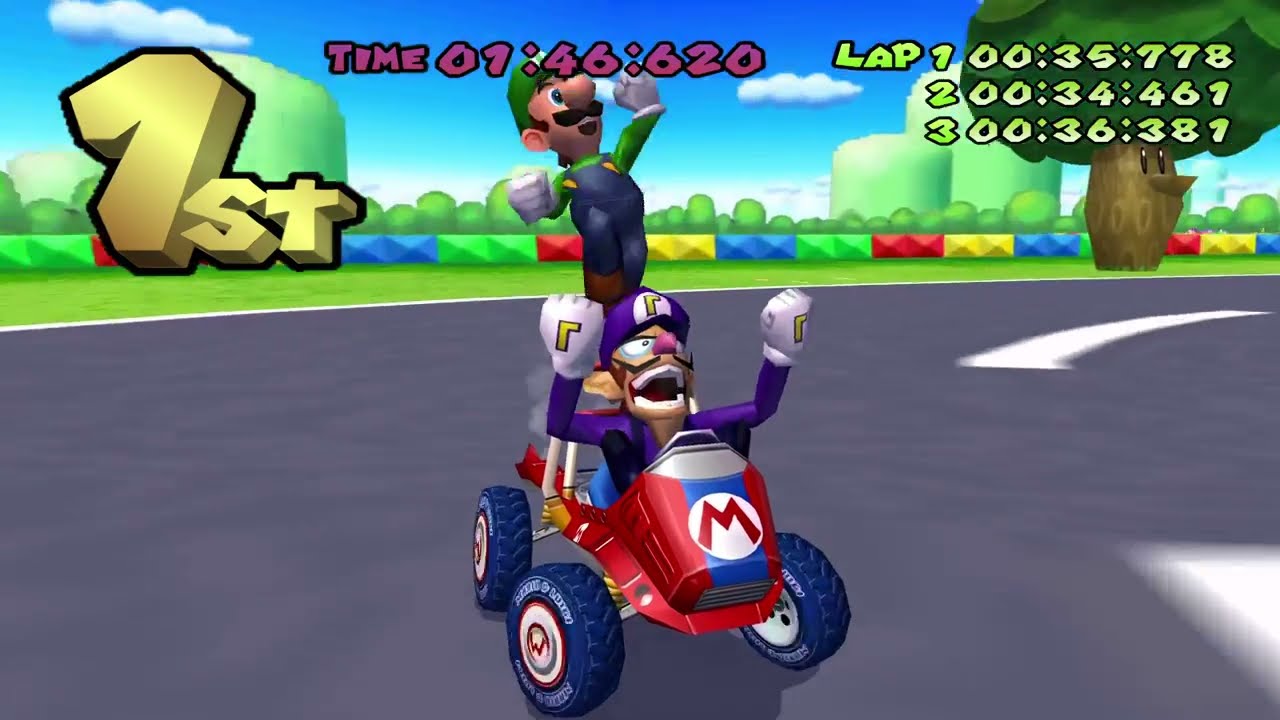 Mario Kart Double Dash Plus (Custom Tracks) #52 150cc Mushroom Cup 3 with Luigi and Waluigi