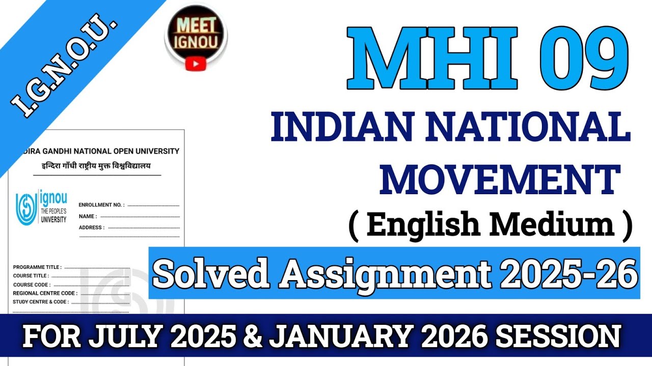 Mhi 09 Solved Assignment 2025-26 // Indian National Movement // #mhi09_assignment #mhi09 #mhi_09 