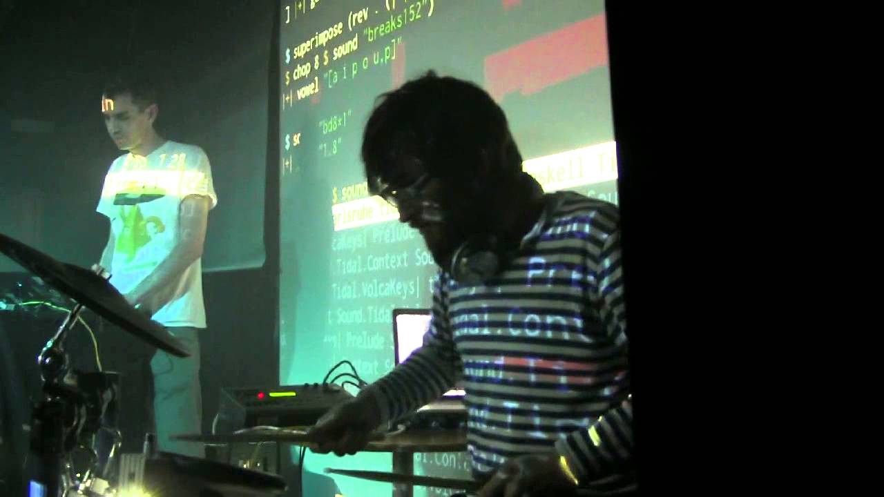 Canute live coding + drums at Jubez Karlsruhe Algorave