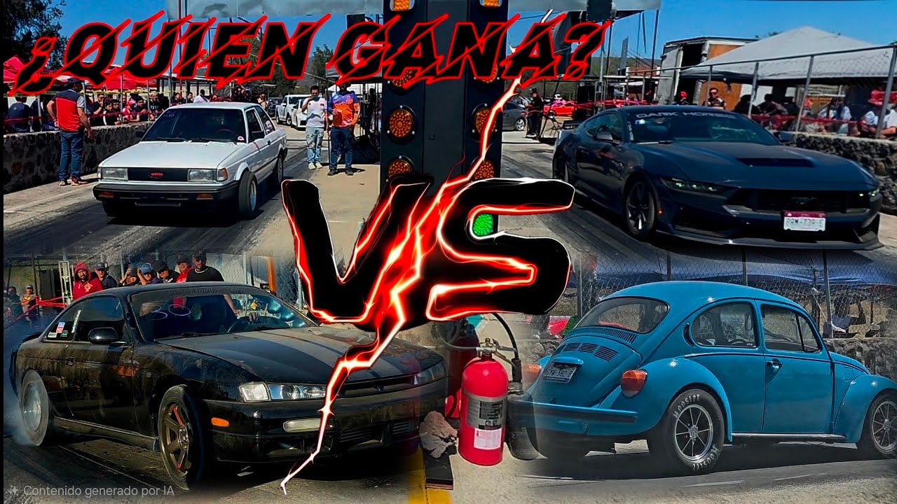 ¿Quien ganó? 👇🏽🏁👇🏽¿ Sorprendieron? 🤔😱🚦Silvia S14 vs Bocho 🚦🚦 Tsuru III B12 vs Mustang dark horse🚦