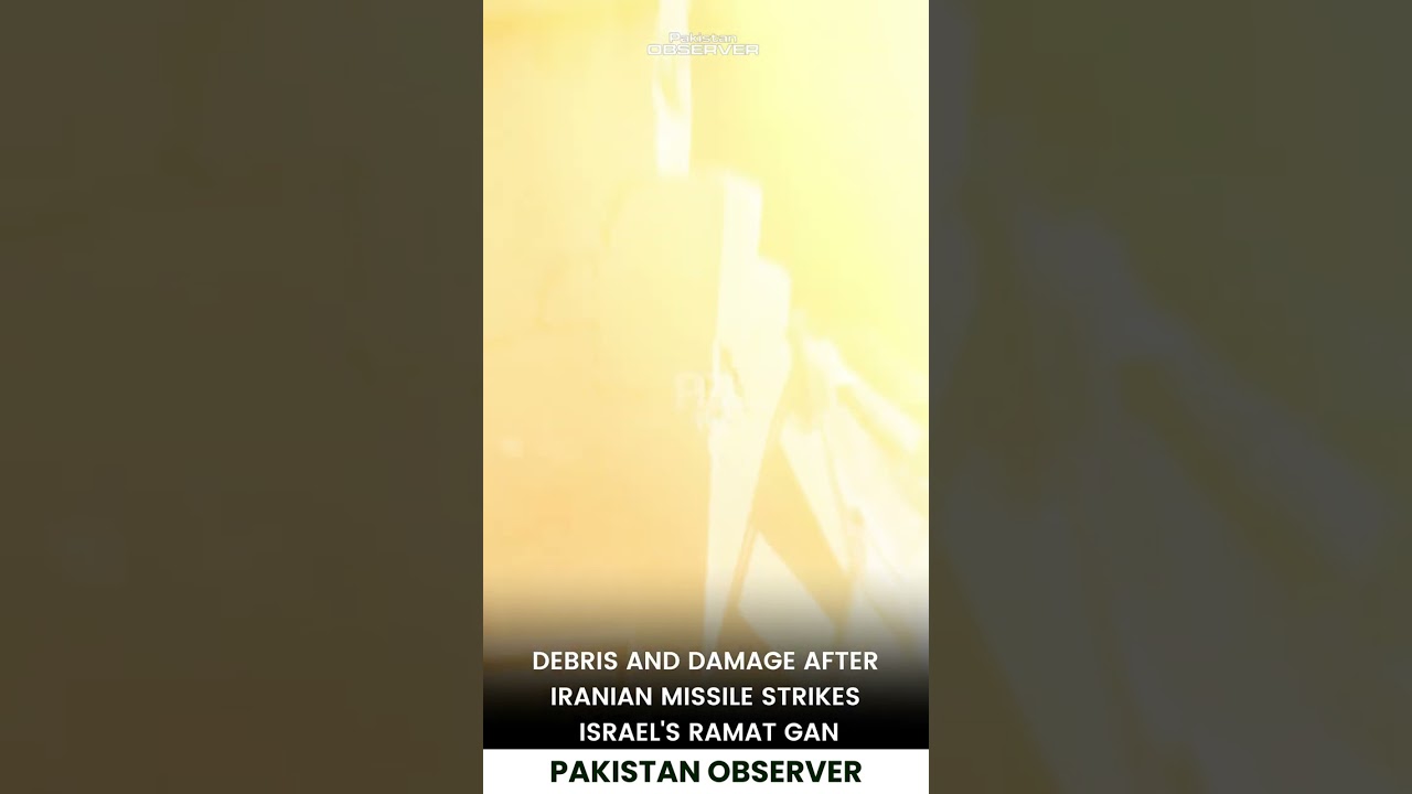 Aftermath in Ramat Gan: Debris and Damage Following Missile Impact | Pakistan Observer