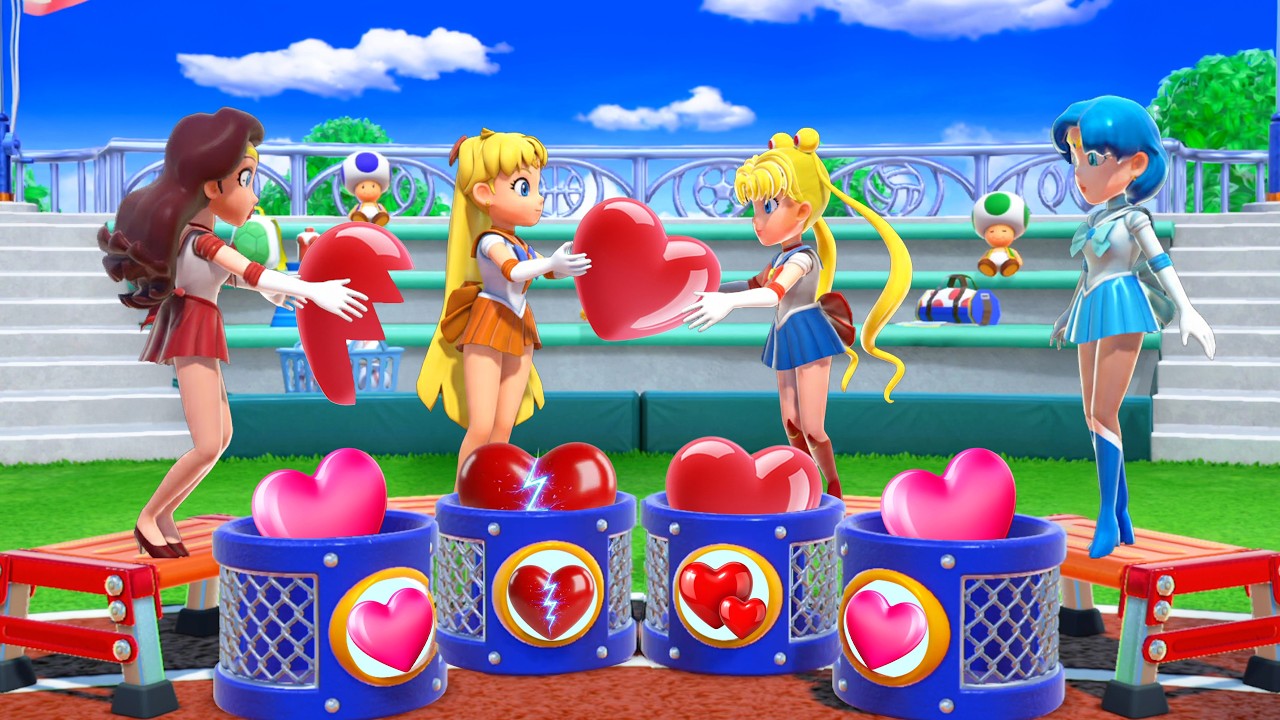 【スーパーマリオパーティ】セーラームーンキャラクターの戦い : 月野 うさぎ VS 水野 亜美 VS 愛野 美奈子 VS ポーリン 4K UHD (2160P)
