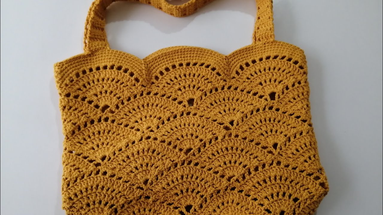 Yapımı hiçbir yerde yok midye çanta #knitting #crochet #yarn #kağıt ip #rafy ip (1 part)