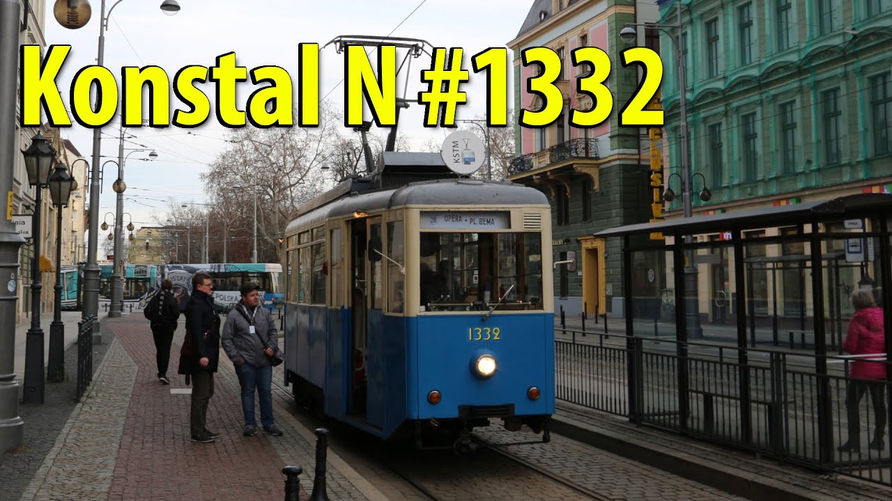 Konstal N #1332 we Wrocławiu - prezentacja wagonu