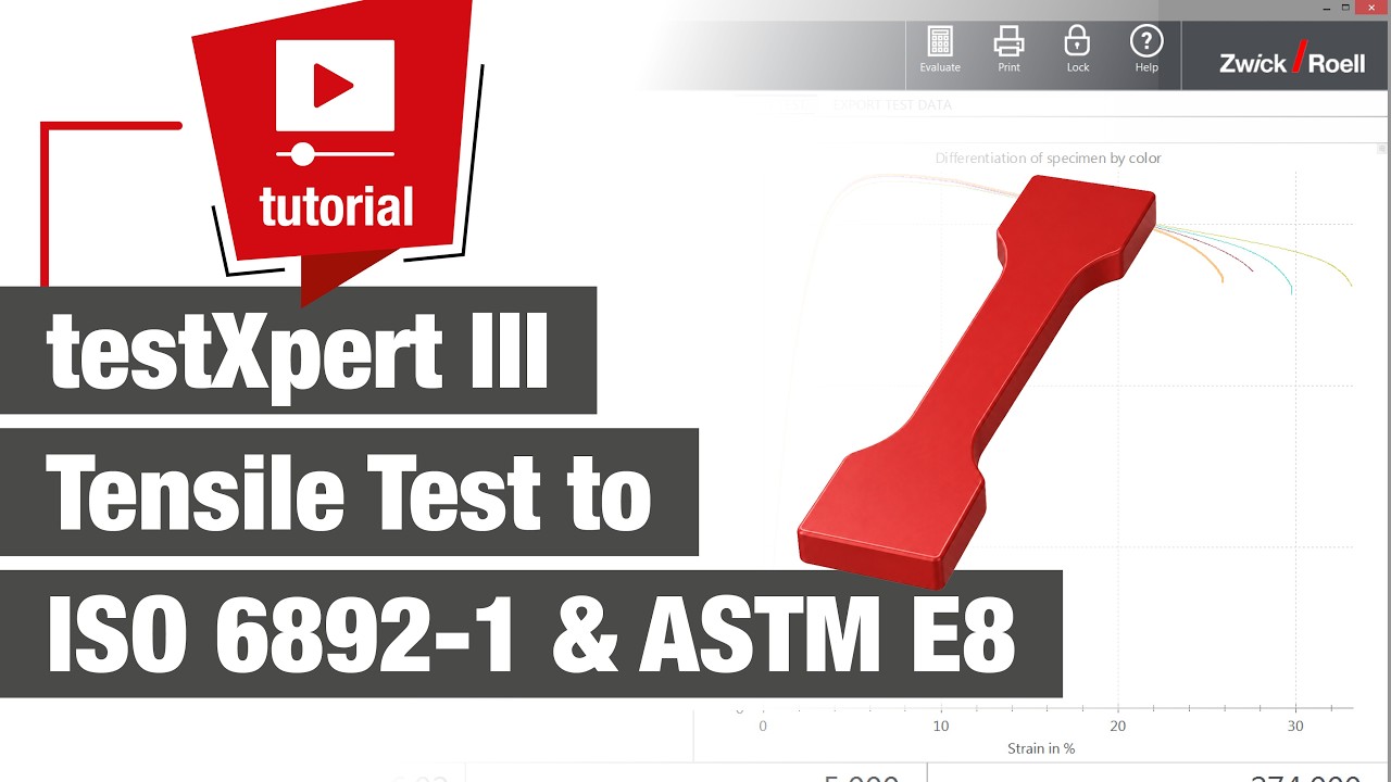 Material testing software testXpert III – tensile test to ISO 6892-1/ASTM E8 with strain control