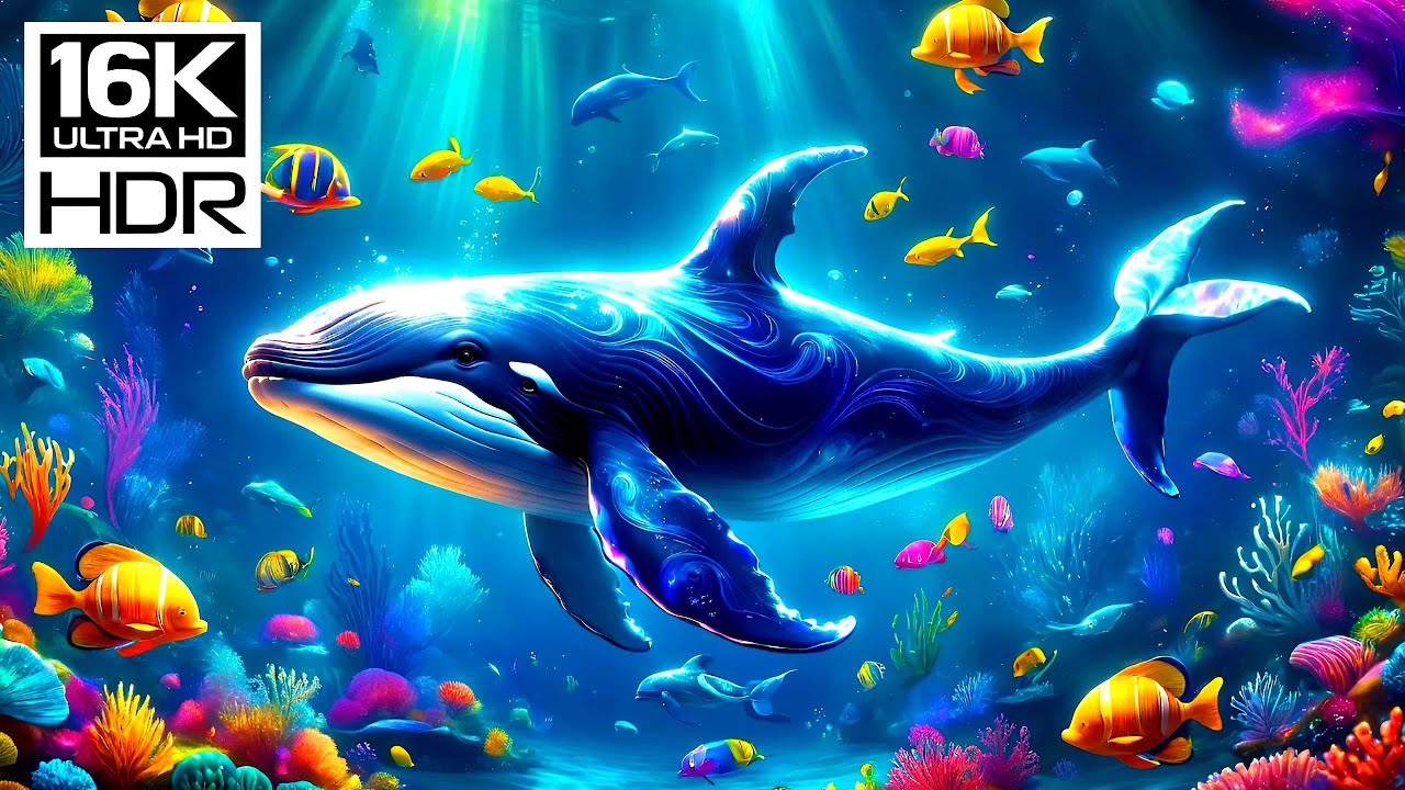 Mystical Ocean World 16K HDR | Rare Deep Sea Creatures & Soothing Relaxing Ambience 🌊