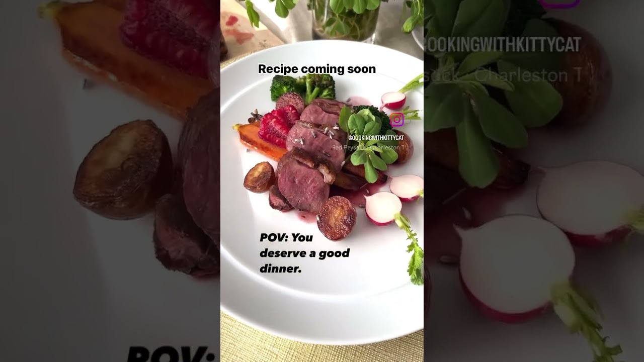 Seared Duck Breast with Raspberry and Lavender Sauce. 