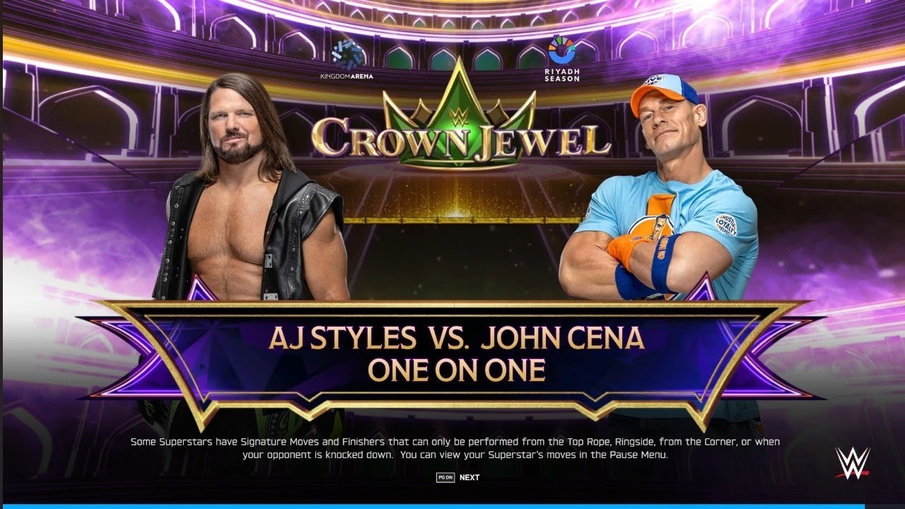 Aj Styles vs John Cena | Crown Jewel Match 