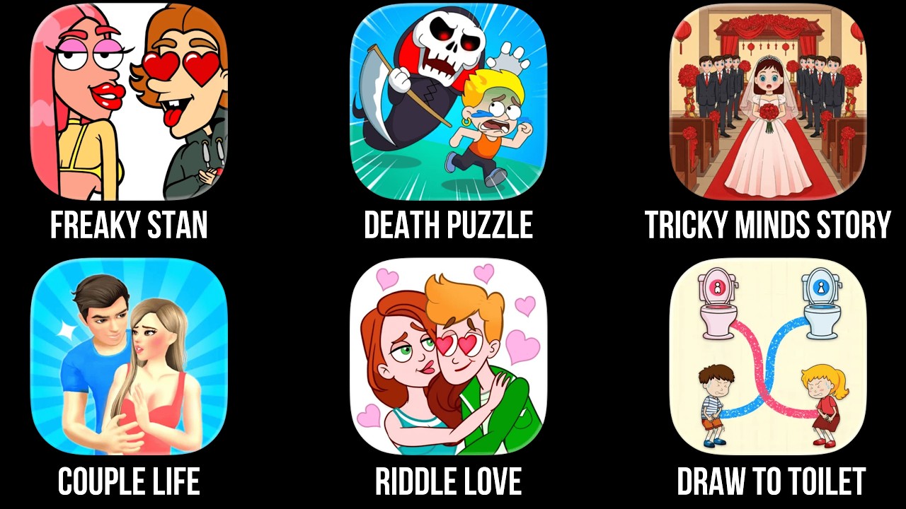 Freaky Stan, Death Puzzle, Tricky Minds Story, Couple Life, Riddle Love, Draw to Toilet