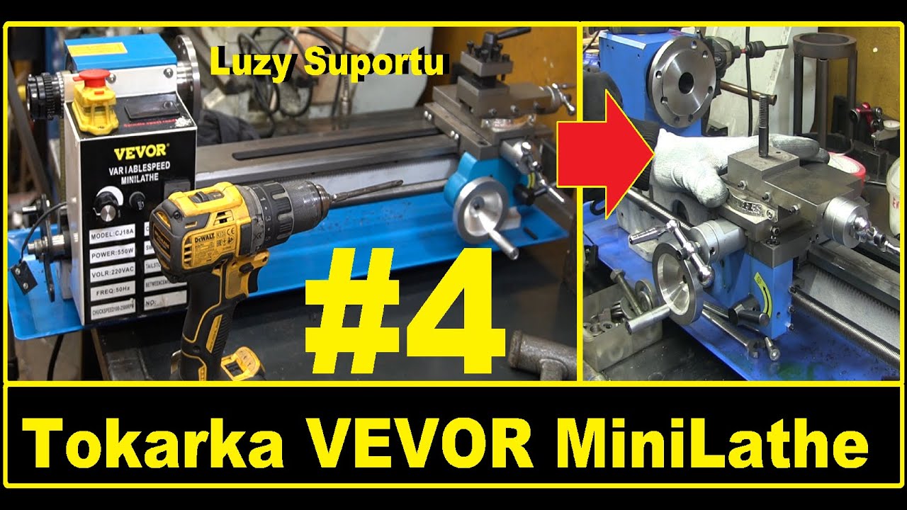 #4 Mini tokarka jak ustawić luz na sankach skrętnych i poprzecznych VEVOR 180x350 skrobanie suportu