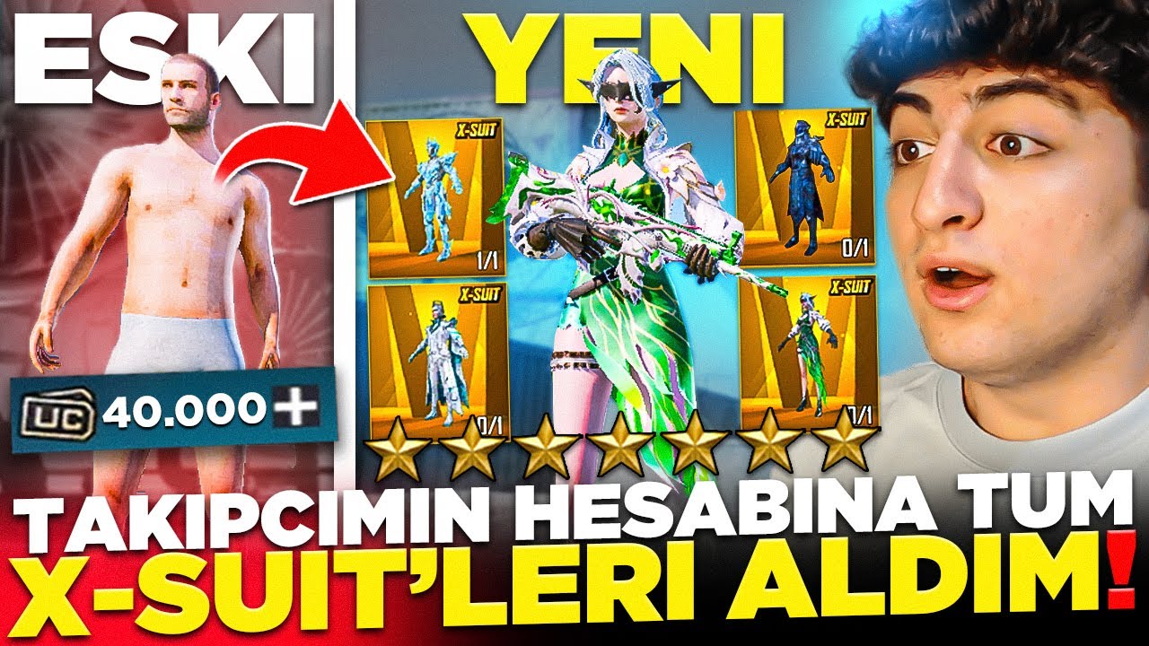 TAKİPÇİMİN YENİ HESABINA 40.000 UC YÜKLEDİM❗ TÜM X-SUİT VE DESTANSILARI FULLEDİM❗ 😲 - PUBG Mobile