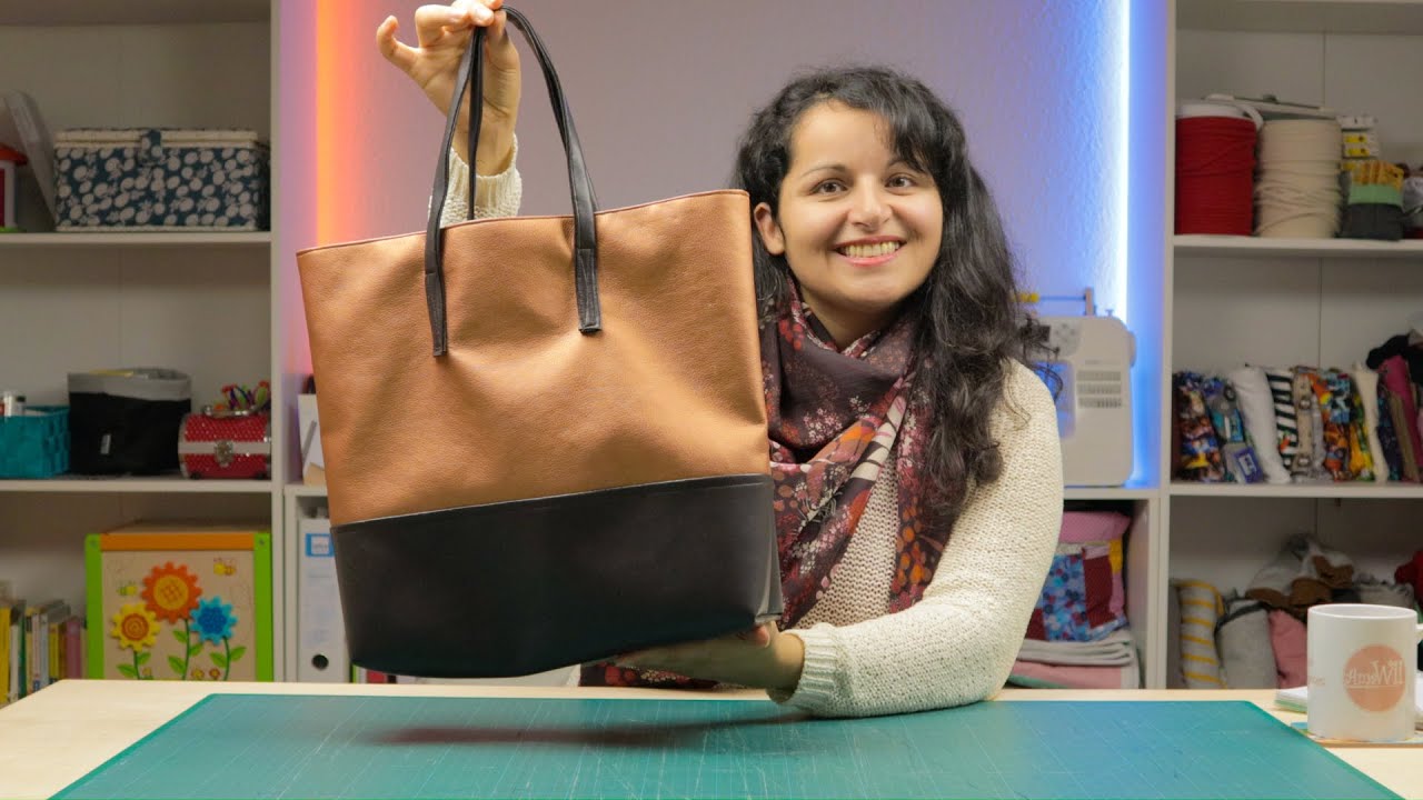 Kunstleder Shopper mit Futter und Innentasche nähen