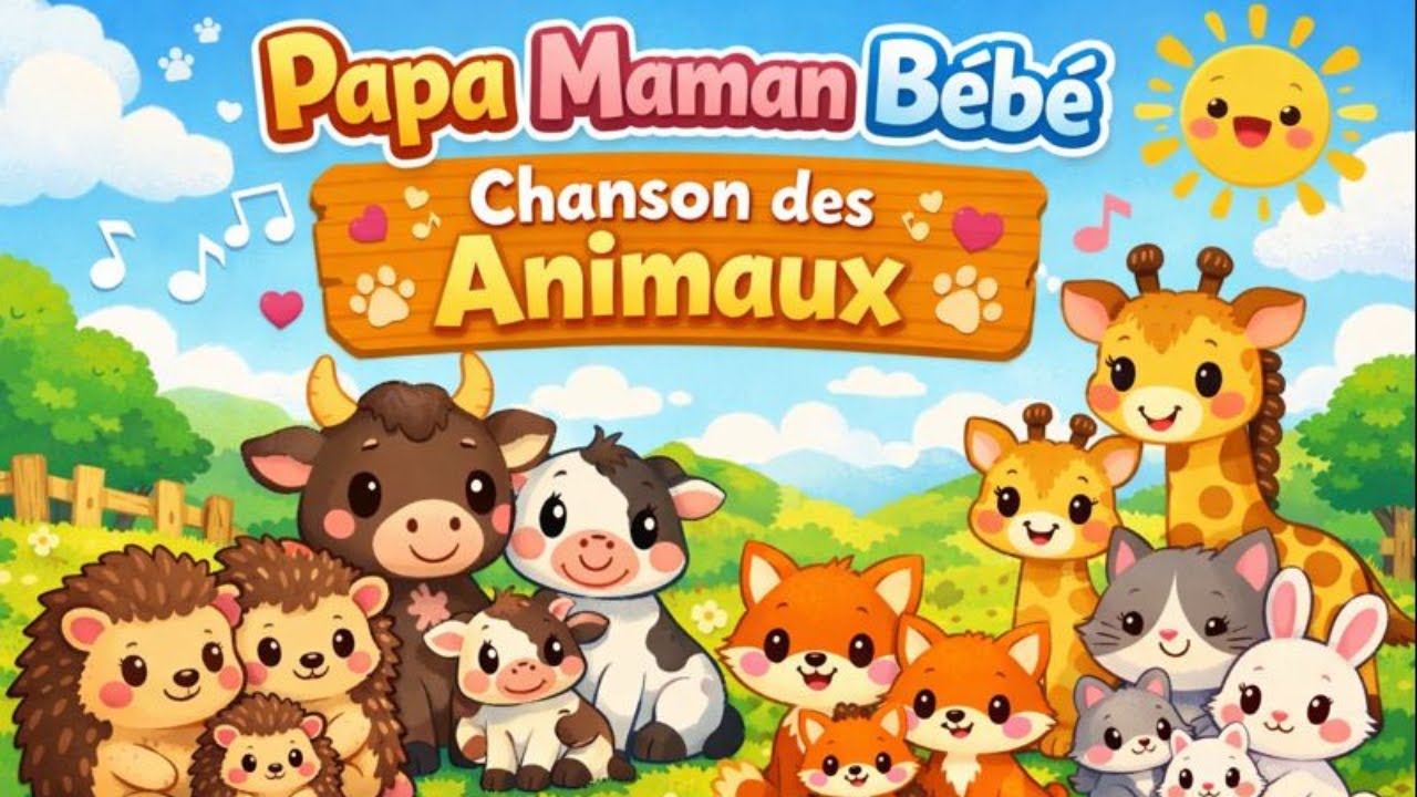 Apprendre les animaux 🐾 Papa maman bébé | Chanson enfant