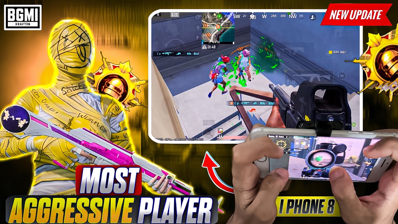 iPhone8 Most Aggressive Player 💀 BGMI Gameplay in New Update | iPhone8 PUBG Test