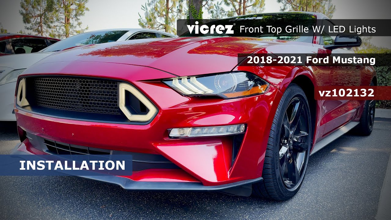 Vicrez Front Top Grille W/ LED Lights vz102132 | Ford Mustang 2018-2023 | Installation