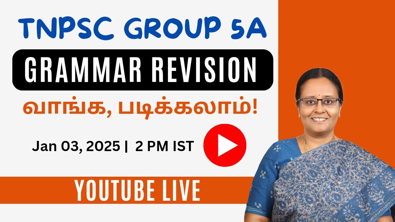 Grammar Revision | TNPSC Group 5A |  YouTube  Live at  2  PM IST
