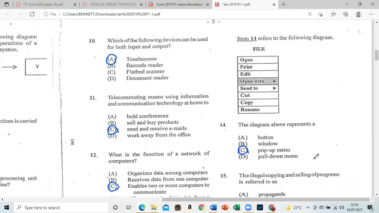 JANUARY CSEC INFORMATION TECHNOLOGY 2019 WORKED SOLUTIONS
