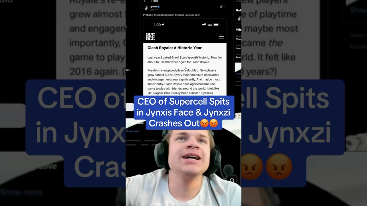 Supercell CEO Beefs with Jynxzi 😡‼️#jynxzi #reaction #supercell #ceo #tweet #clashroyale #ragebait