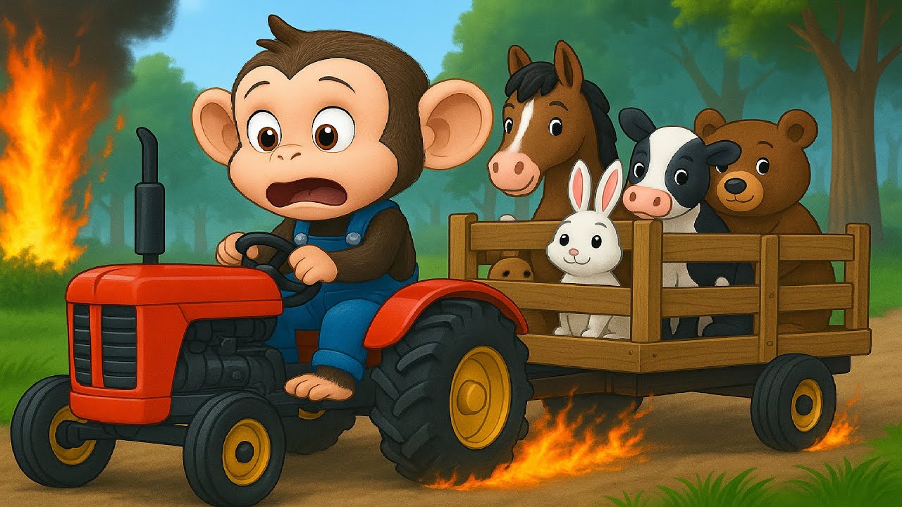 Fire Incident, The Intelligent Monkey Farmer Saves Animals from Forest Fire - Farm Work | Cobby Farm