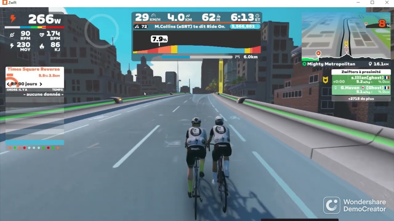 Zwift Ghost Team Ladder Might Metropolitan - Revanche contre Lilian !