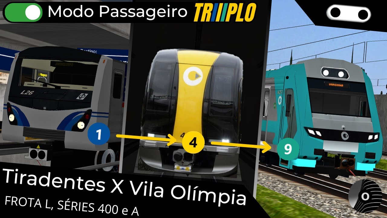 OpenBVE - TIRADENTES x VILA OLÍMPIA (Linhas 1, 4 e 9) com os TUES FROTA L, SÉRIES 400 e A