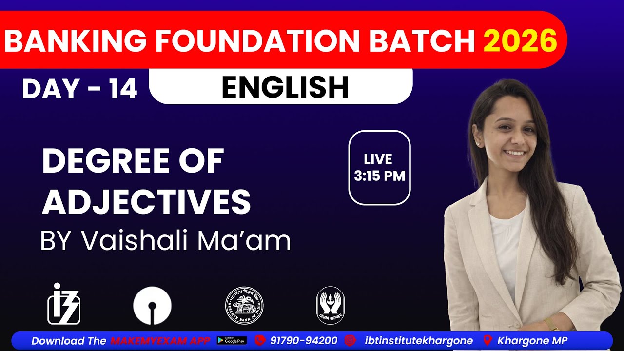DEGREE OF ADJECTIVE|ENGLISH|BANKING FOUNDATION BATCH 2026