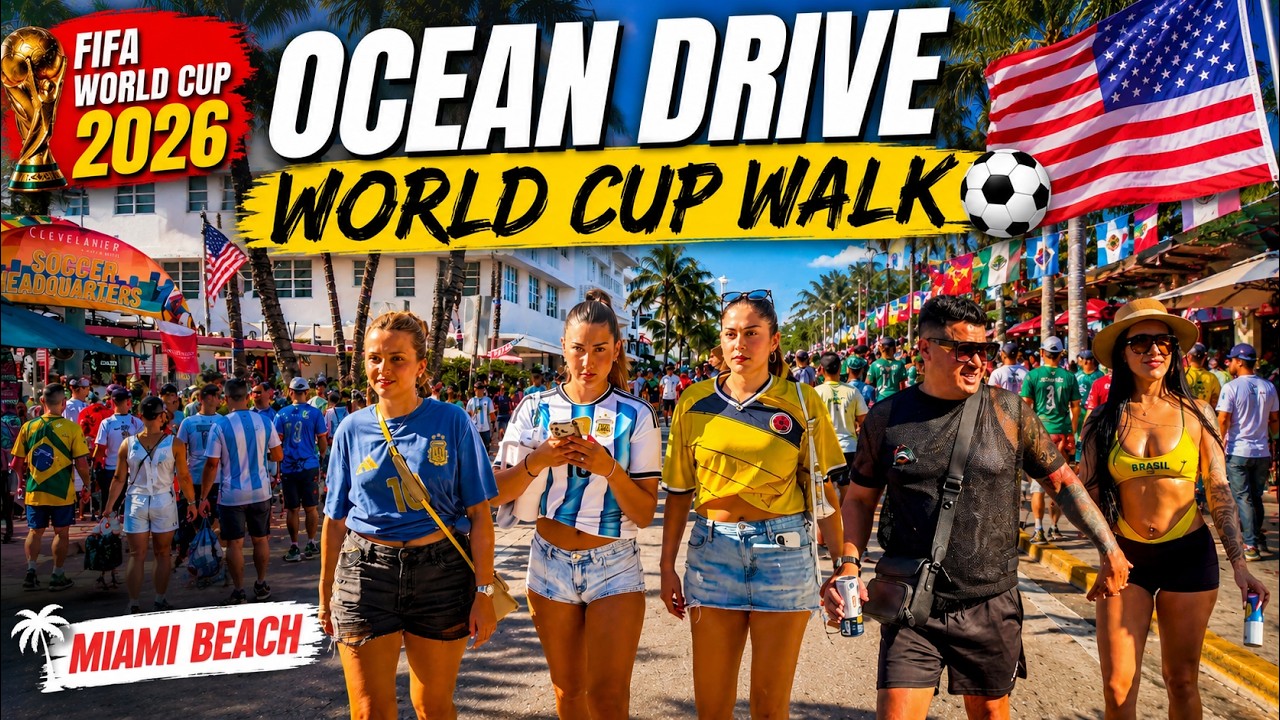 Ocean Drive Miami Beach Walk | FIFA World Cup 2026 Celebration ⚽🌴