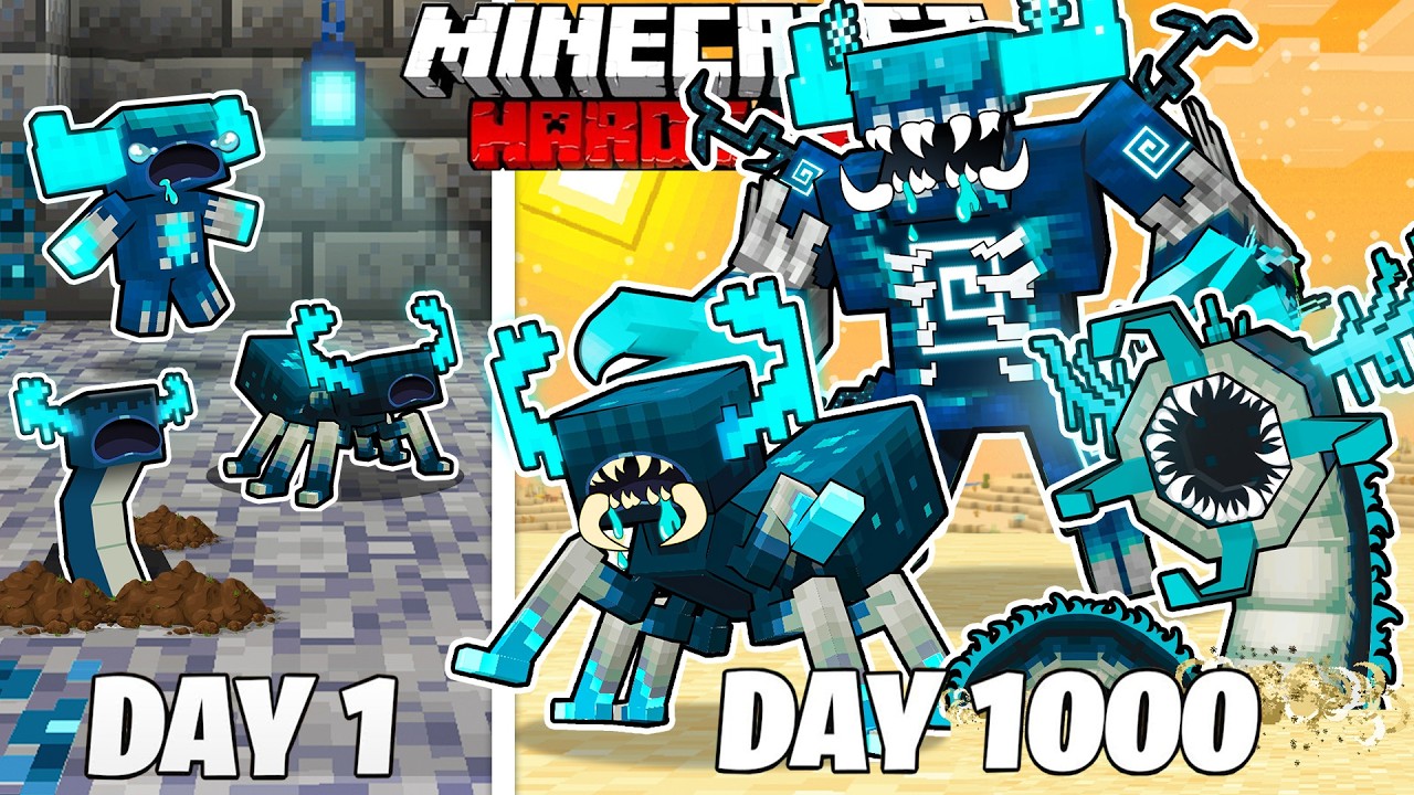I Survived 1000 Days as WARDEN MONSTERS in HARDCORE Minecraft (Full Story)