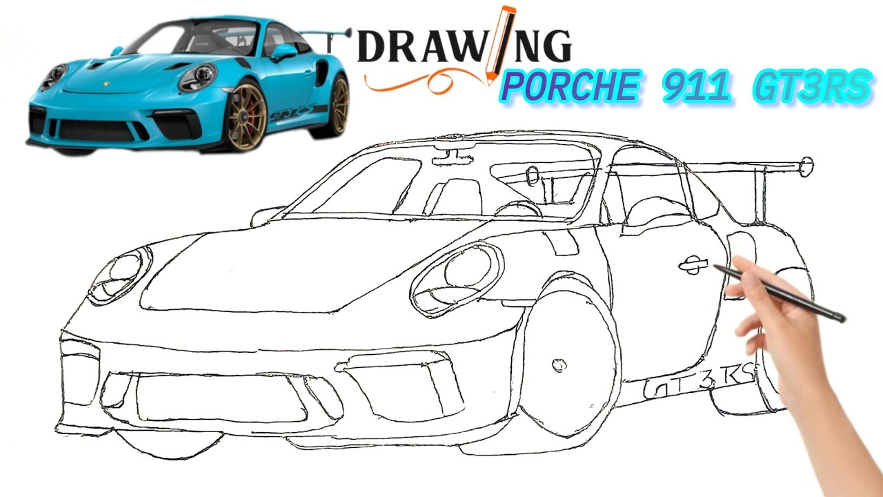 🔥PORCHE GT3RS🔥Outline sketch stepbystep ❤️‍🔥saurabh josi vlogs dream car❤️‍🔥#drawing tutorial#video😊