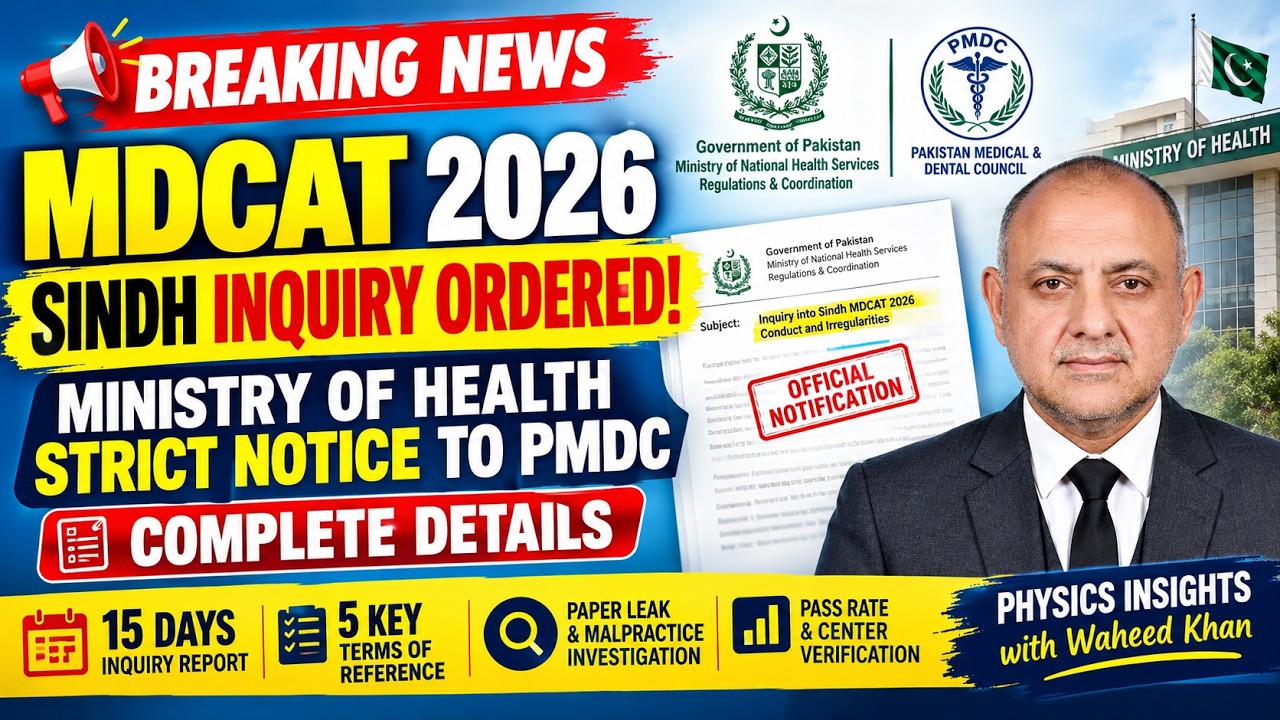 Sindh MDCAT 2026 Big Update Health Ministry Orders 15-Day Inquiry Against Irregularities